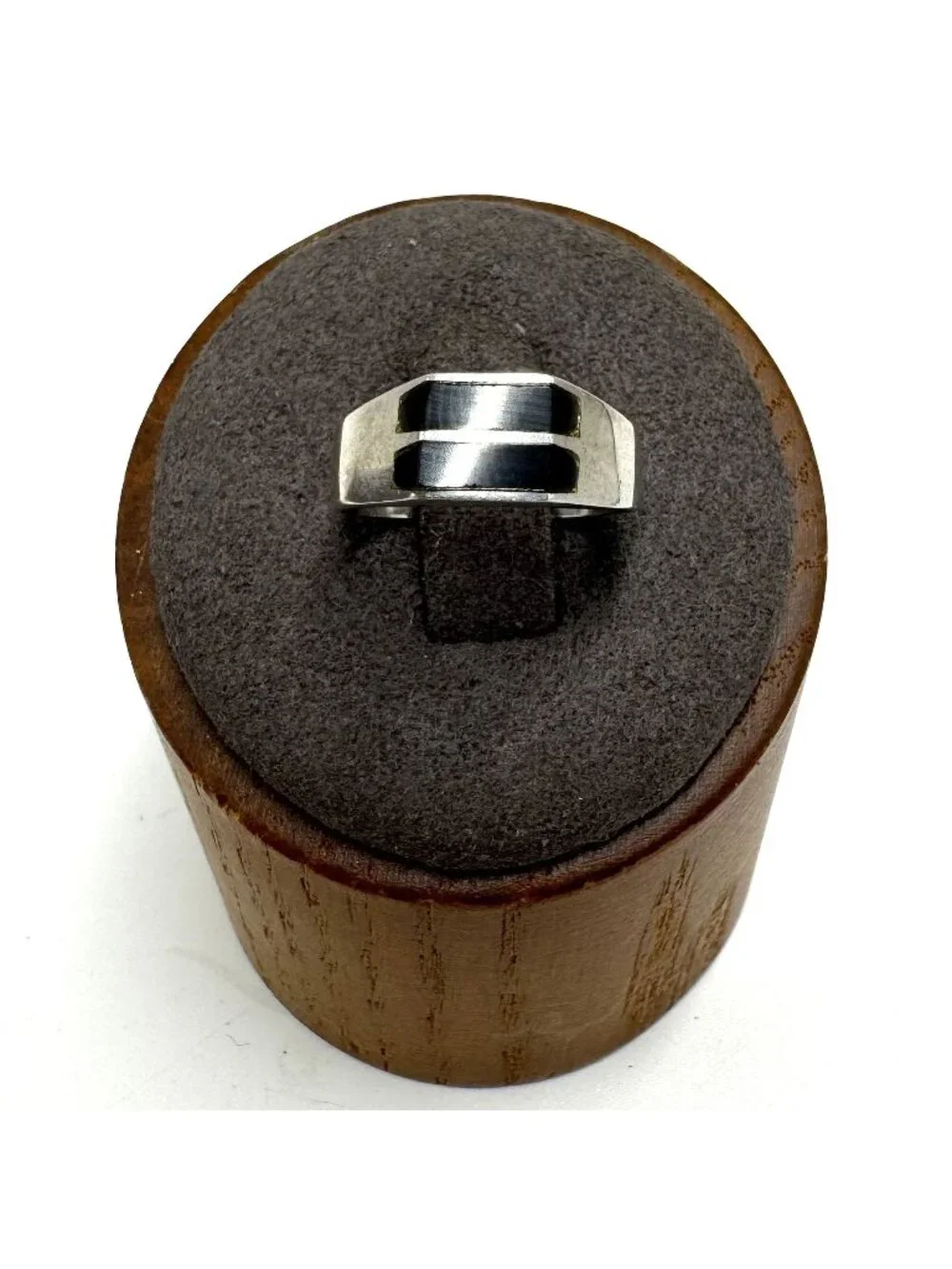 VTG Solid Sterling Silver 925 Black Onyx Flush Set Statement Ring Size 5